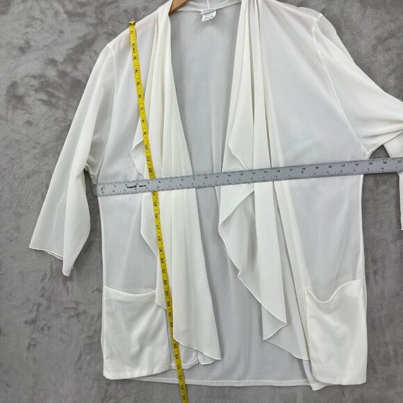 DeWeese Vintage White Nylon Chiffon Waterfall Collar Swim Cover Jacket - Picture 12 of 12